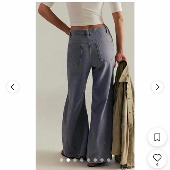 Free people slouch wide barrel Gray Denim Jeans with Tag - Size 28 - Picture 2 of 8